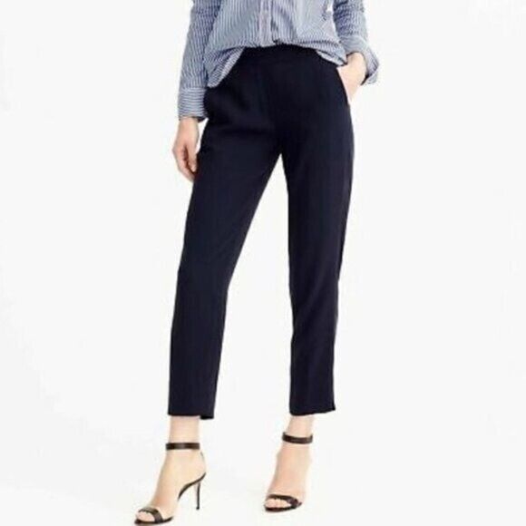J. Crew Easy Pant Stretch Linen Navy Blue Pants 2 - Picture 1 of 4